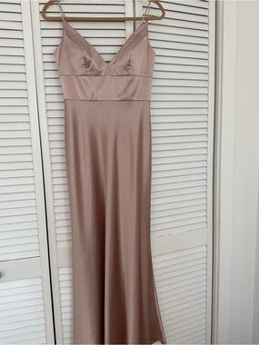 Jenny Yoo Satin Slip Maxi Dress in Dusty Rose